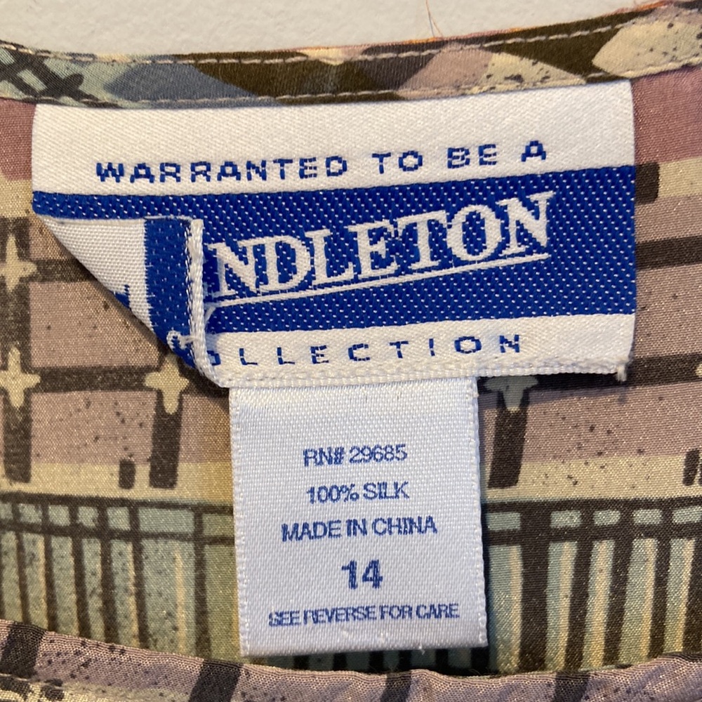 Pendleton Multicolor Silk Geometric Pattern Twin … - image 3